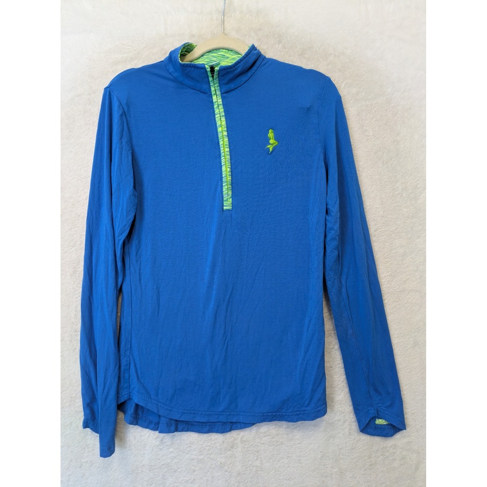Protect Your Tail Dynamic‎ Quarter Zip Women's Medium Blue Bamboo Mermaid Logo